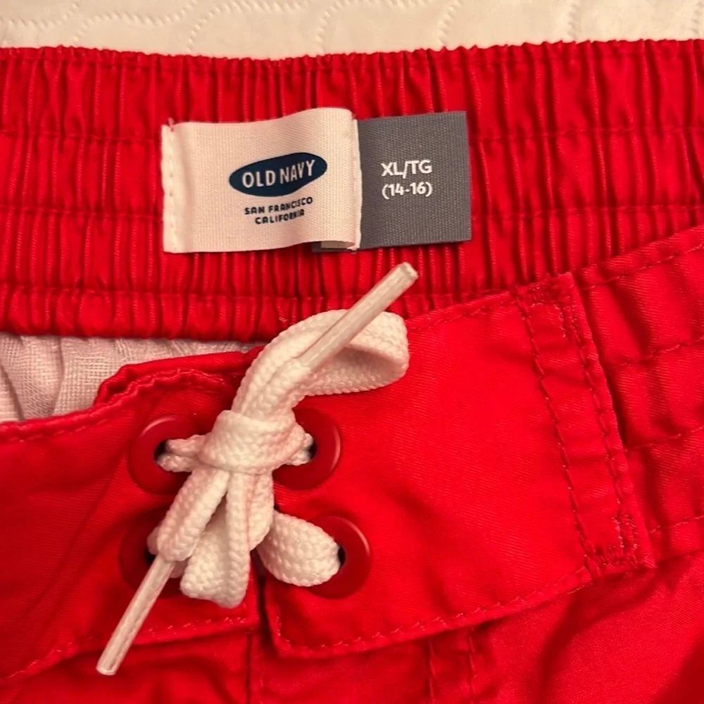 Old Navy mesh lined swim trunks black white multicolor XL = 14/16